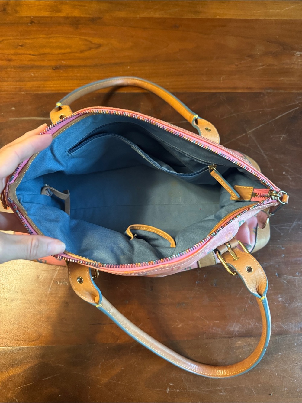 Dooney & Bourke Pink Logo Satchel Set with Tan Trim and Matching Wallet - Picture 6 of 9